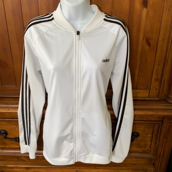 NEW Adidas  track Jacket White with black stripes - Picture 3 of 10